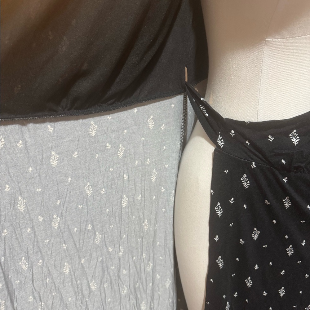 LOFT Black and White Patterned Wrap Dress - Picture 3 of 5